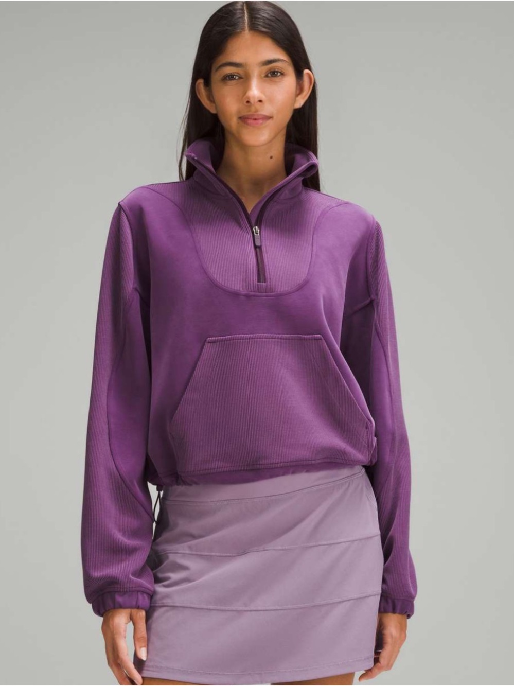NWT Lululemon Brushed Softstreme Ribbed Half Zip Dramatic Magenta purple Size 8